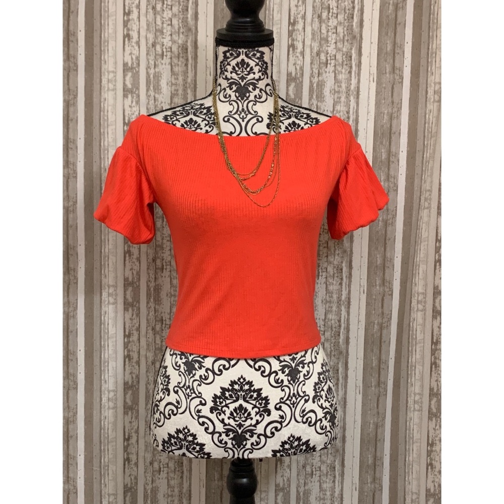 4/$10 Bubble Sleeve Crop Top Hipster Chic